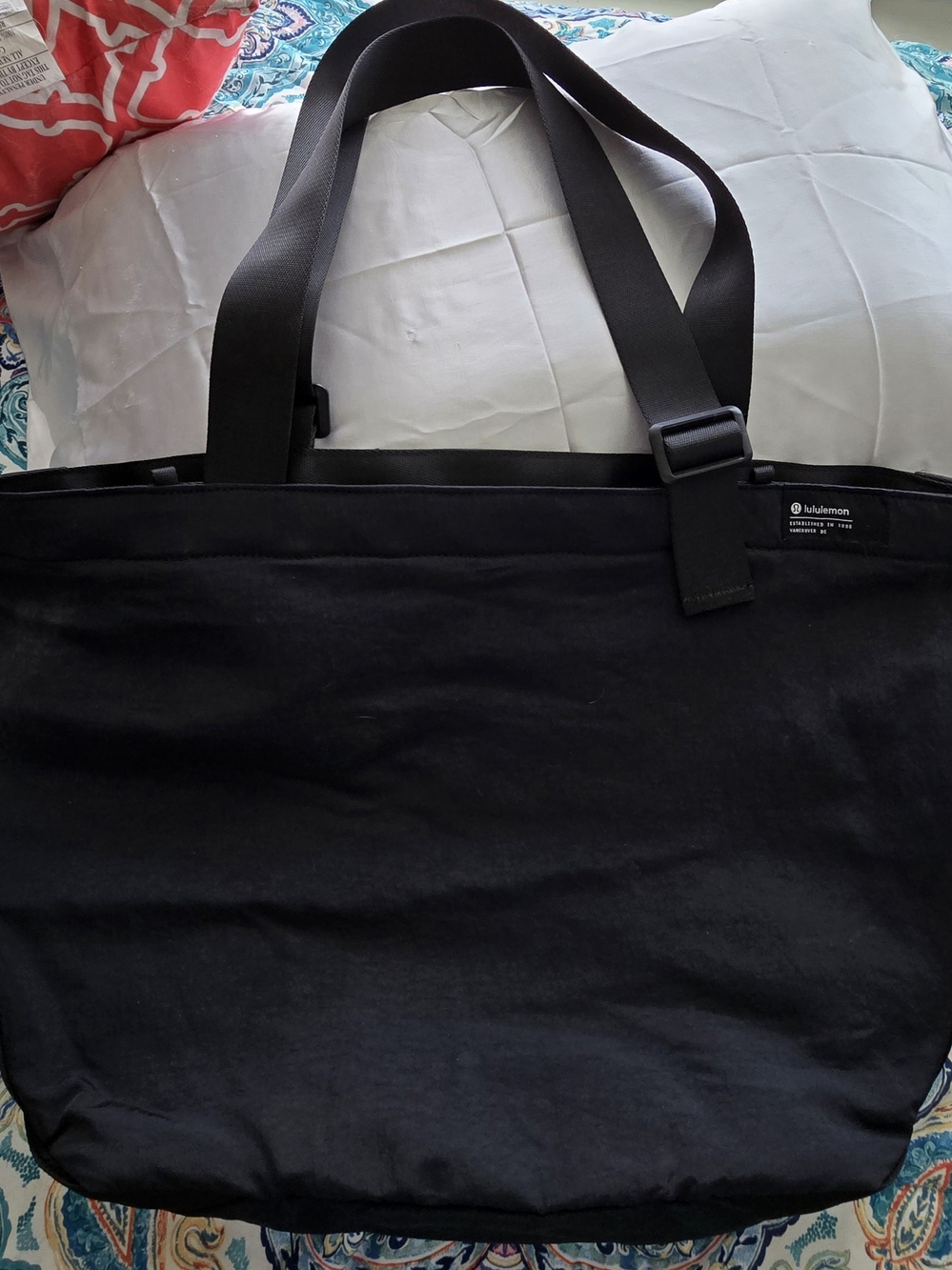 lululemon athletica Black Canvas Tote with Wide Straps